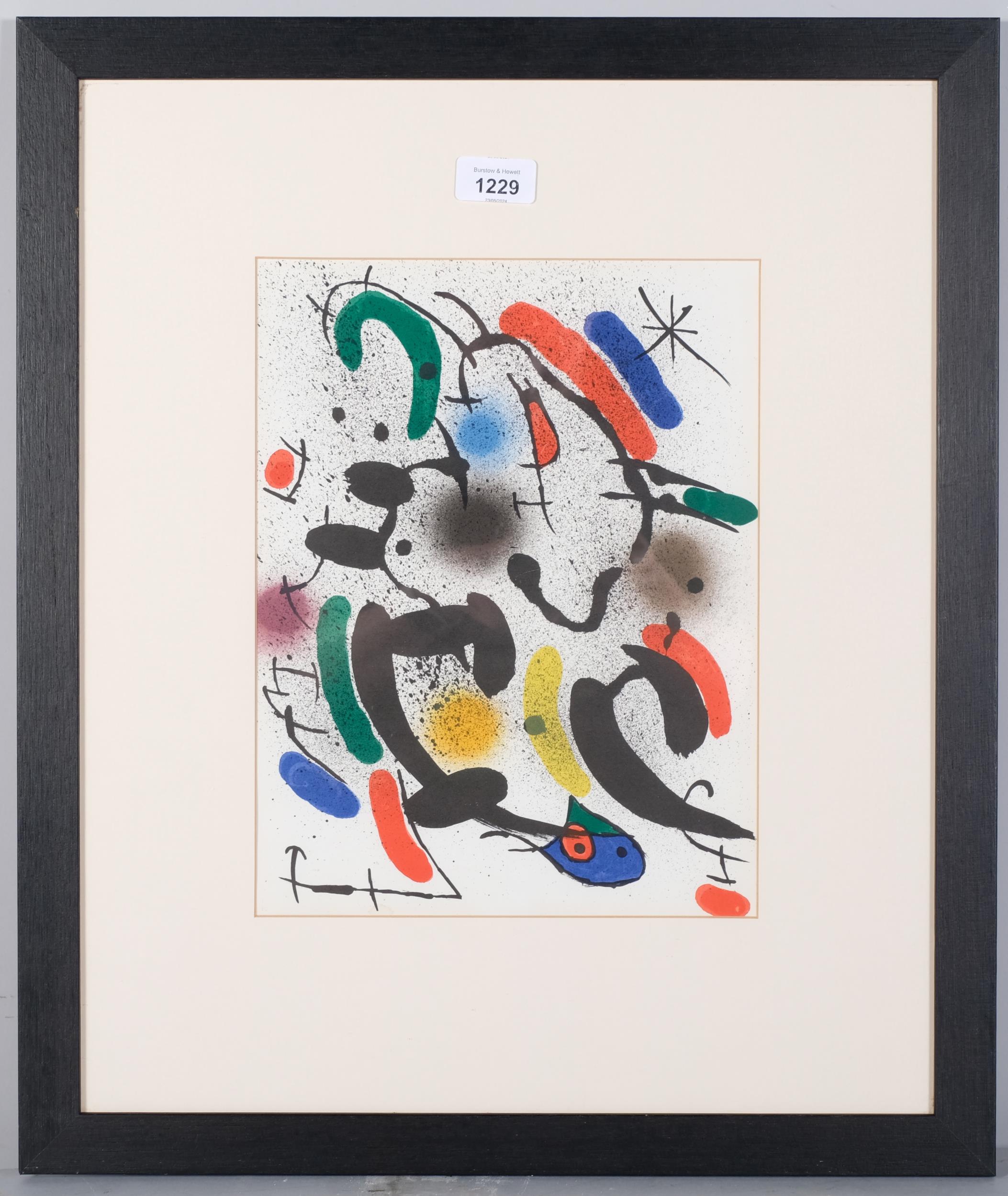 Joan Miro, Composition no. 5, original lithograph, published 1972, 31cm x 24cm, framed Good - Bild 2 aus 4