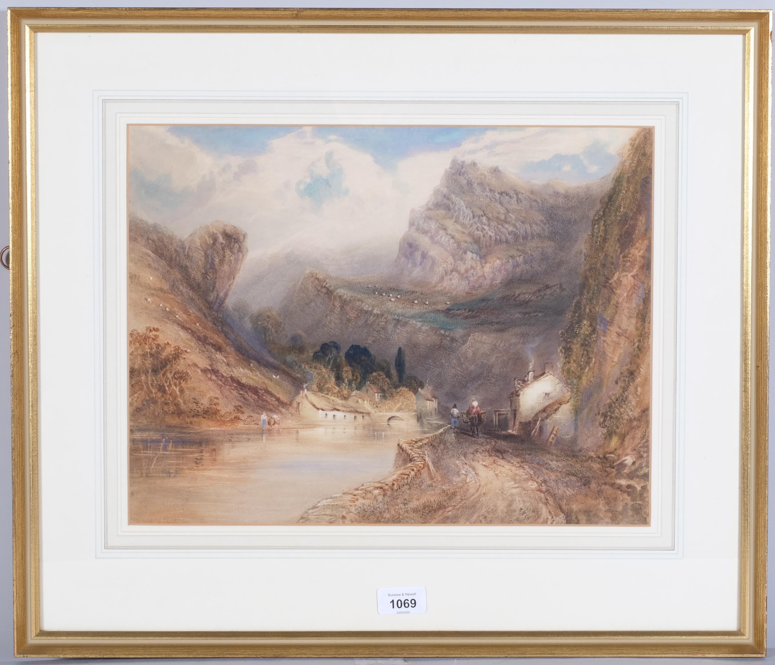 Mountain river scene, 19th century watercolour, unsigned, 31cm x 41cm, framed Good condition, no - Bild 2 aus 4