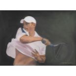 Jennifer Lipman (1935 - 2022), Andy Roddick, coloured pastels, signed, 46cm x 64cm, framed Good