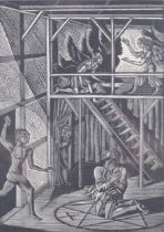 Eric Ravilious, Dr Faustus, wood engraving, published 1929, 17.5cm x 12.5cm, framed Good condition