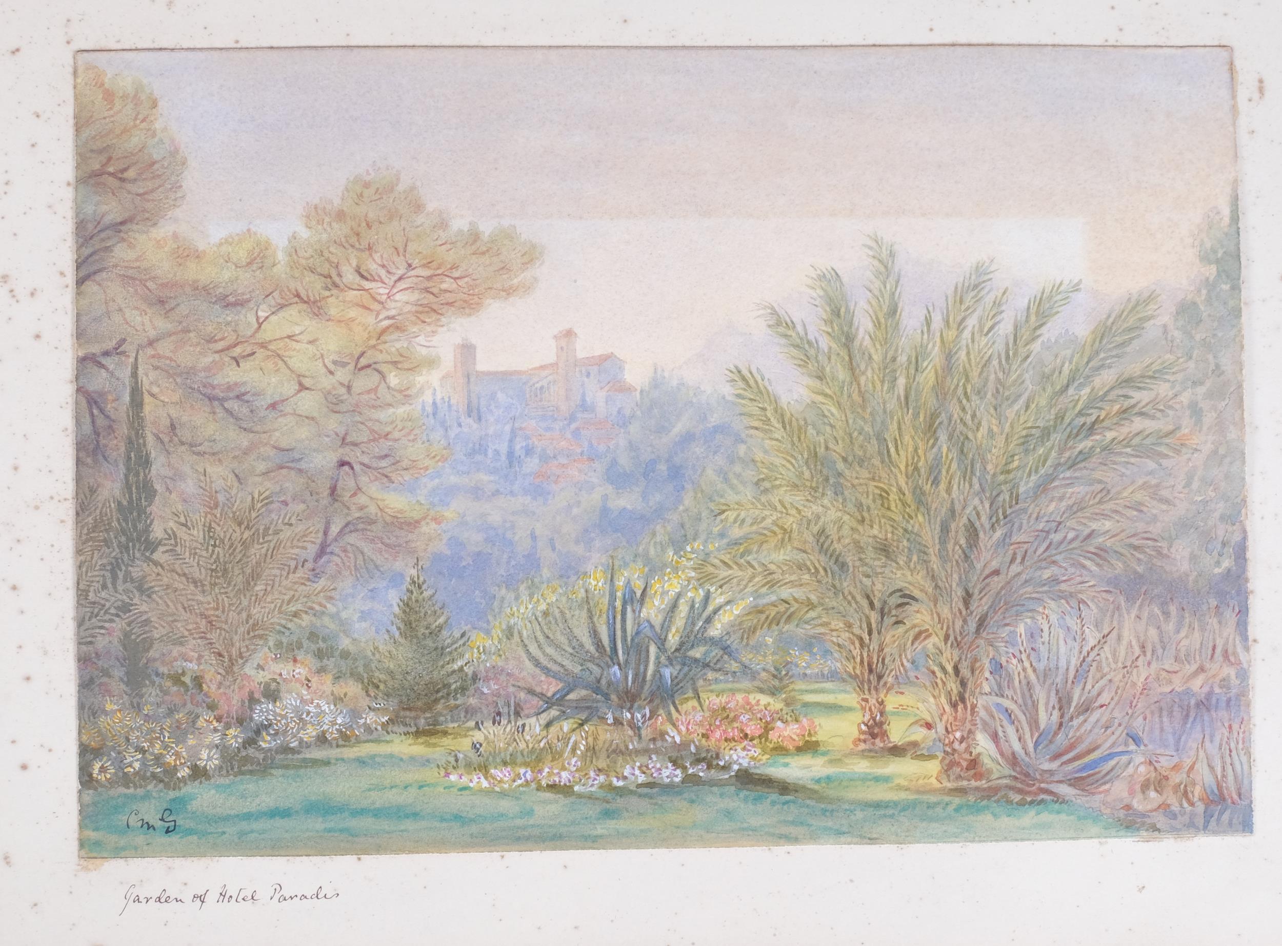 C M Hammersley, Grand Tour Period album of watercolours, circa 1890s, all signed with monograms CMG,