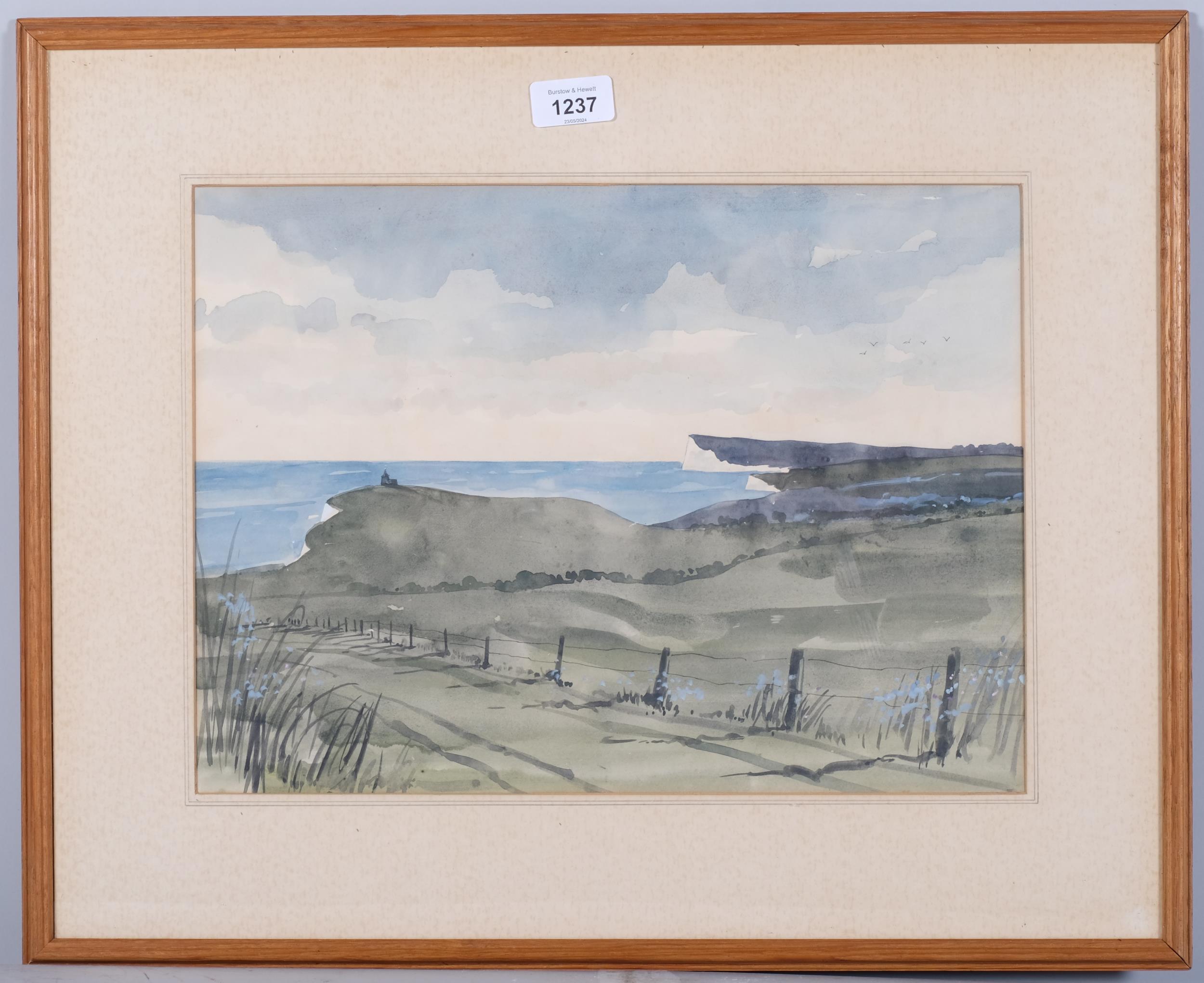 Robert Tavener, Beachy Head Sussex, watercolour, artist' label verso, 28cm x 39cm, framed Image in - Bild 2 aus 4