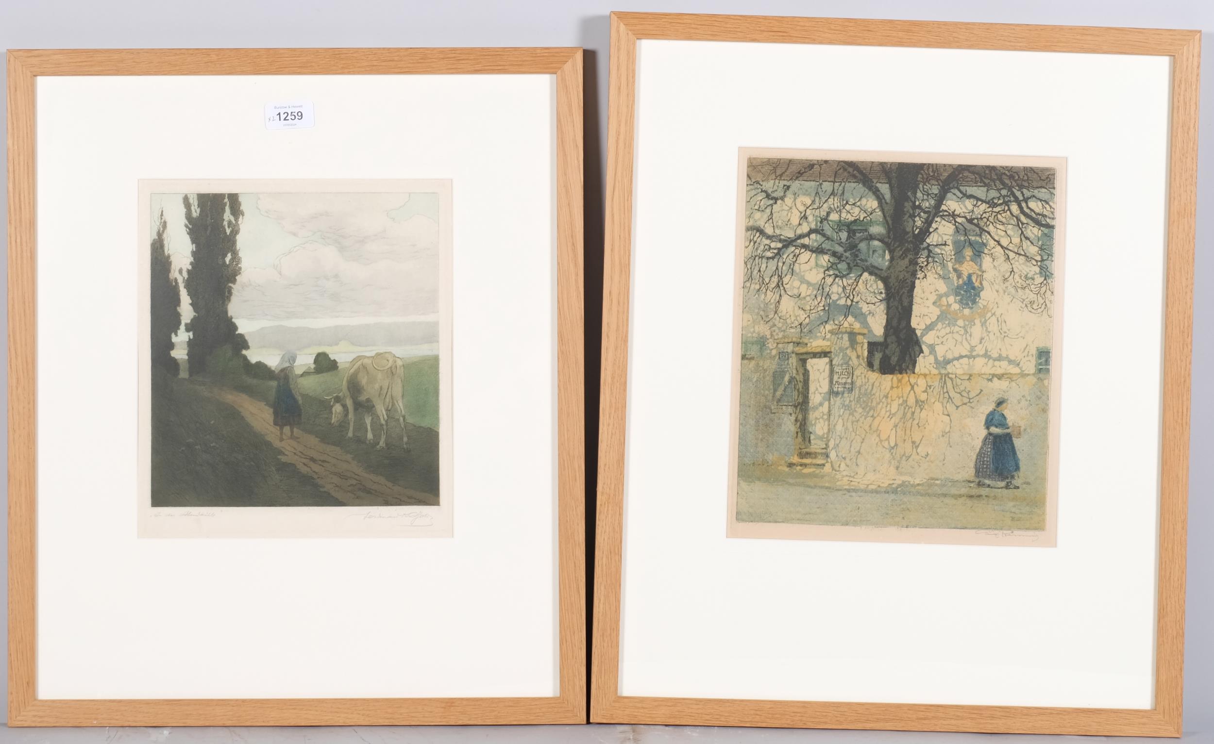 2 Dutch coloured engravings, both indistinctly signed in pencil, framed (2)