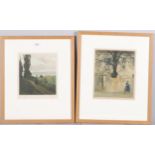 2 Dutch coloured engravings, both indistinctly signed in pencil, framed (2)