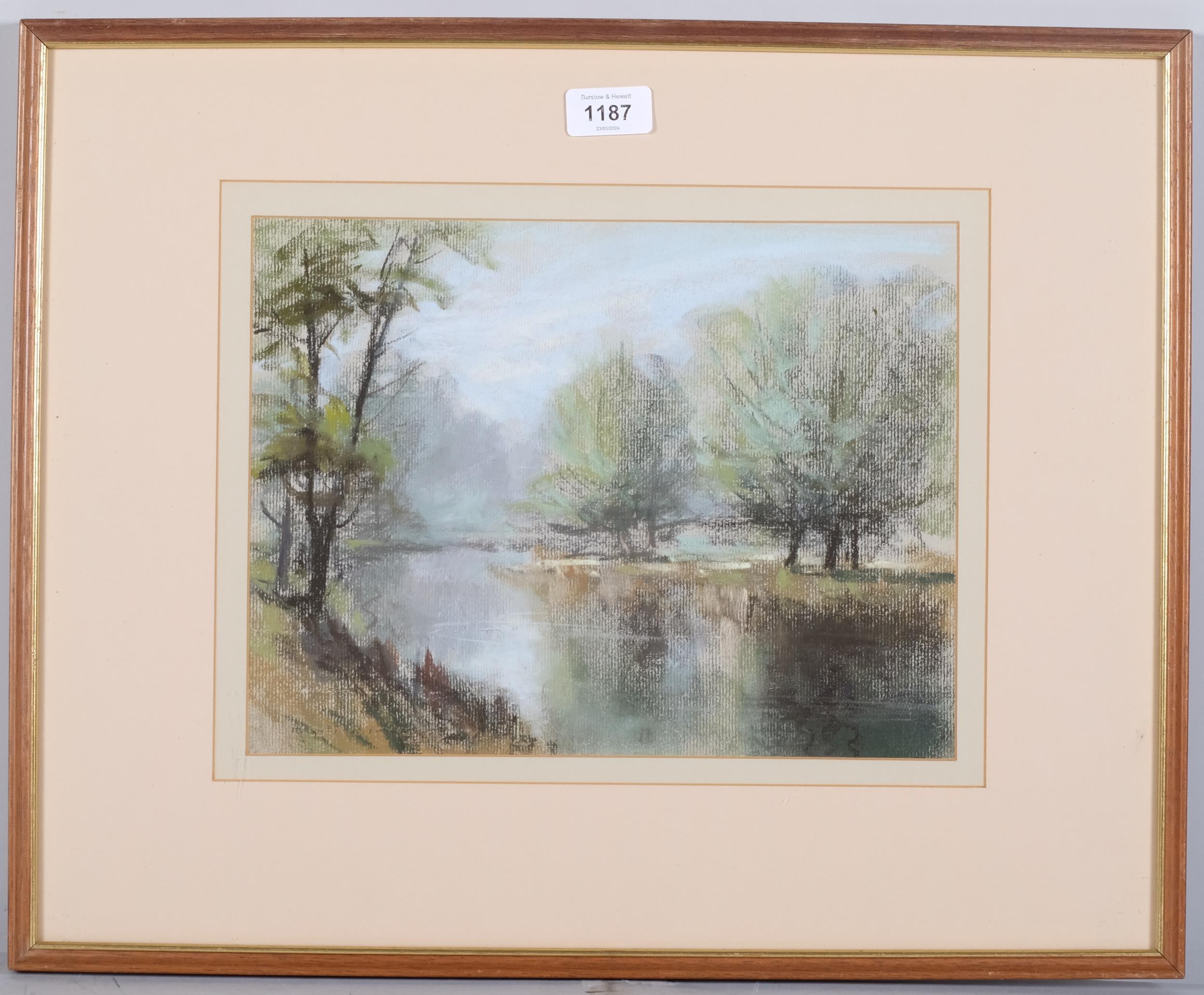 Aubrey Phillips (1920-2005), pastel on paper, Springtime on the Windrush (1984), signed lower - Bild 2 aus 4