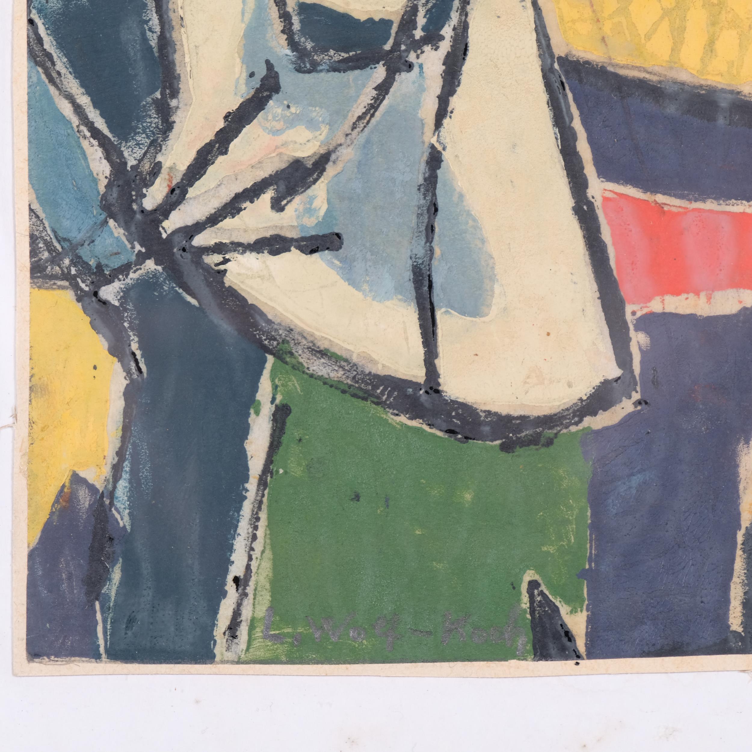 Lotte Wolf-Koch (1909 - 1977), 2 figures, oil on paper, signed, 32cm x 16cm, clip frame Good - Image 3 of 4
