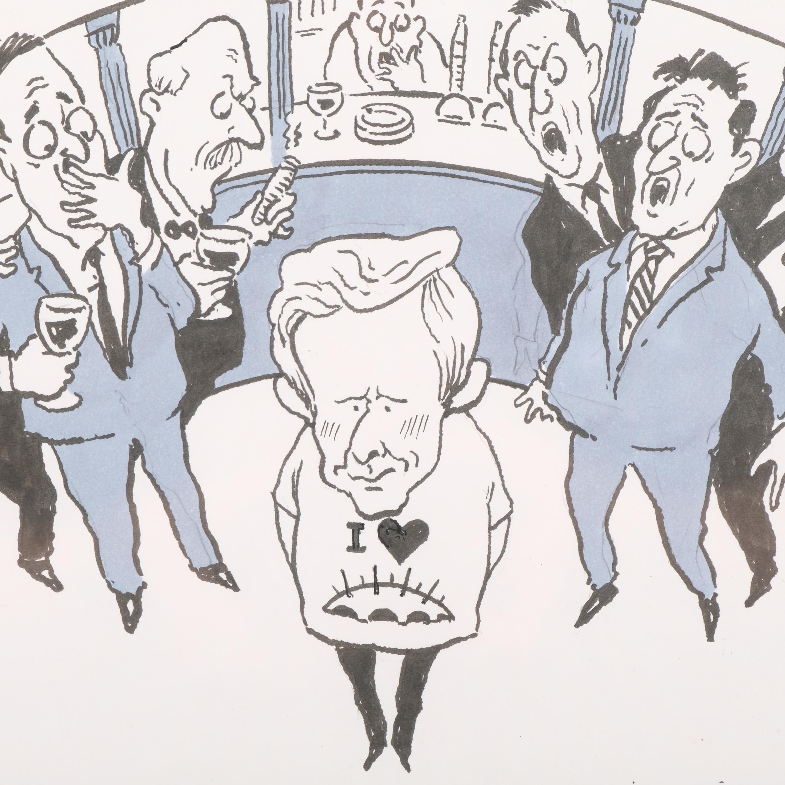 Ron McTrusty (1948-2021) after Bateman, pen and wash on paper, The Journalist Who Said He Quite - Image 3 of 4