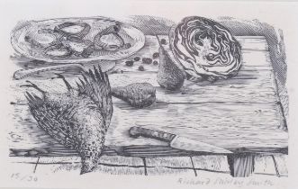 Richard Shirley-Smith (b.1935), limited edition wood engraving on paper, Kitchen Table, signed and