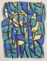 Jean le Moal, abstract, lithograph, 1956, signed in pencil, no. 160/200, sheet 32cm x 25cm, framed