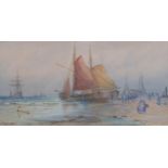 John Callow RWS (1822 - 1878), on the Dutch coast, watercolour, signed, 23cm x 46cm, framed Slight