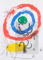 Joan Miro, abstract, original lithograph for Derriere Le Miroir, 1965, 37cm x 27cm, framed Good