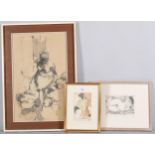 3 female nudes, including works by Ken Townsend (etching), and Beatrice Lacey, framed (3)