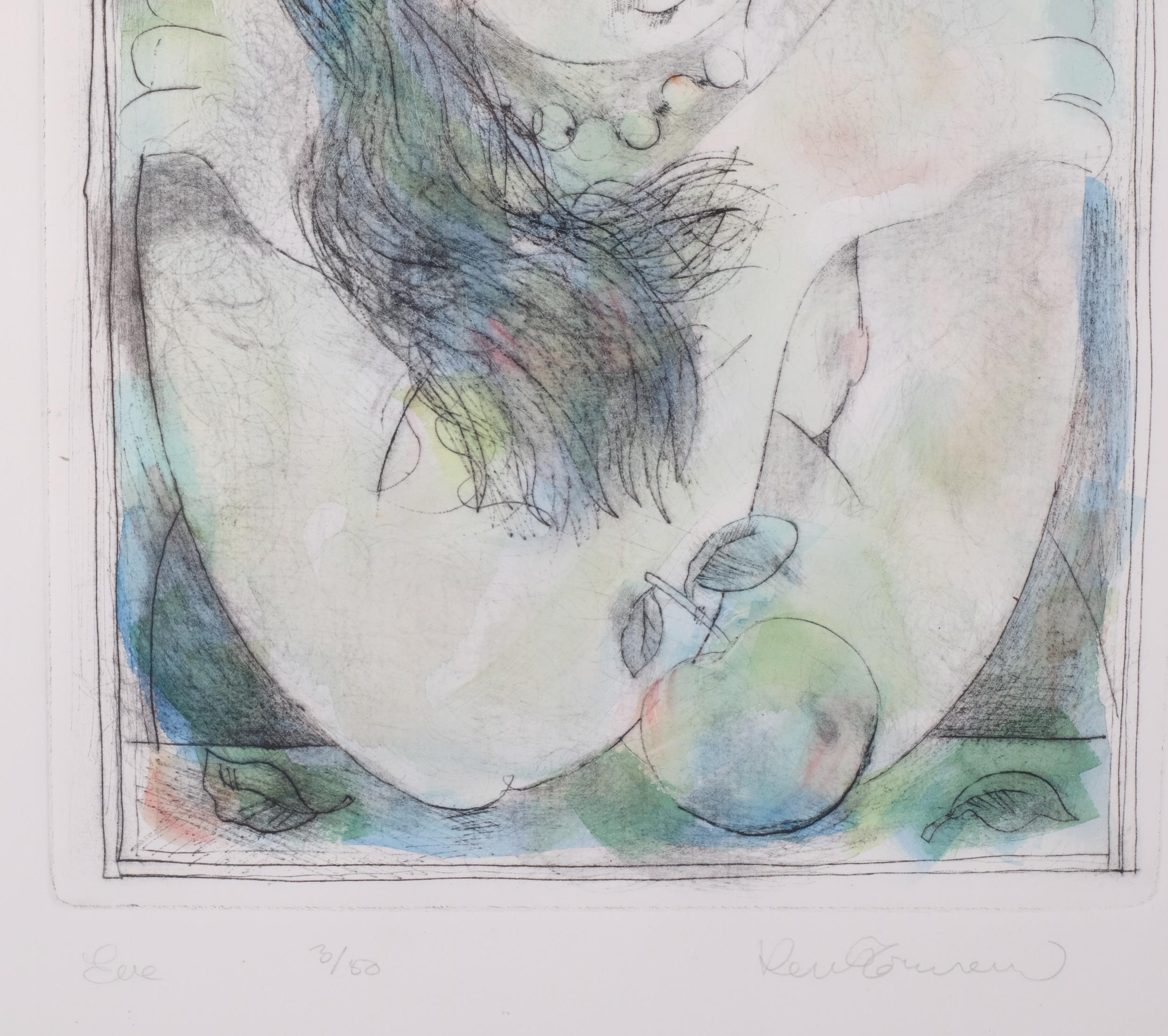 Ken Townsend (1931 - 1999), Eve, drypoint and watercolour, signed in pencil, no. 3/50, plate 37cm - Image 3 of 4