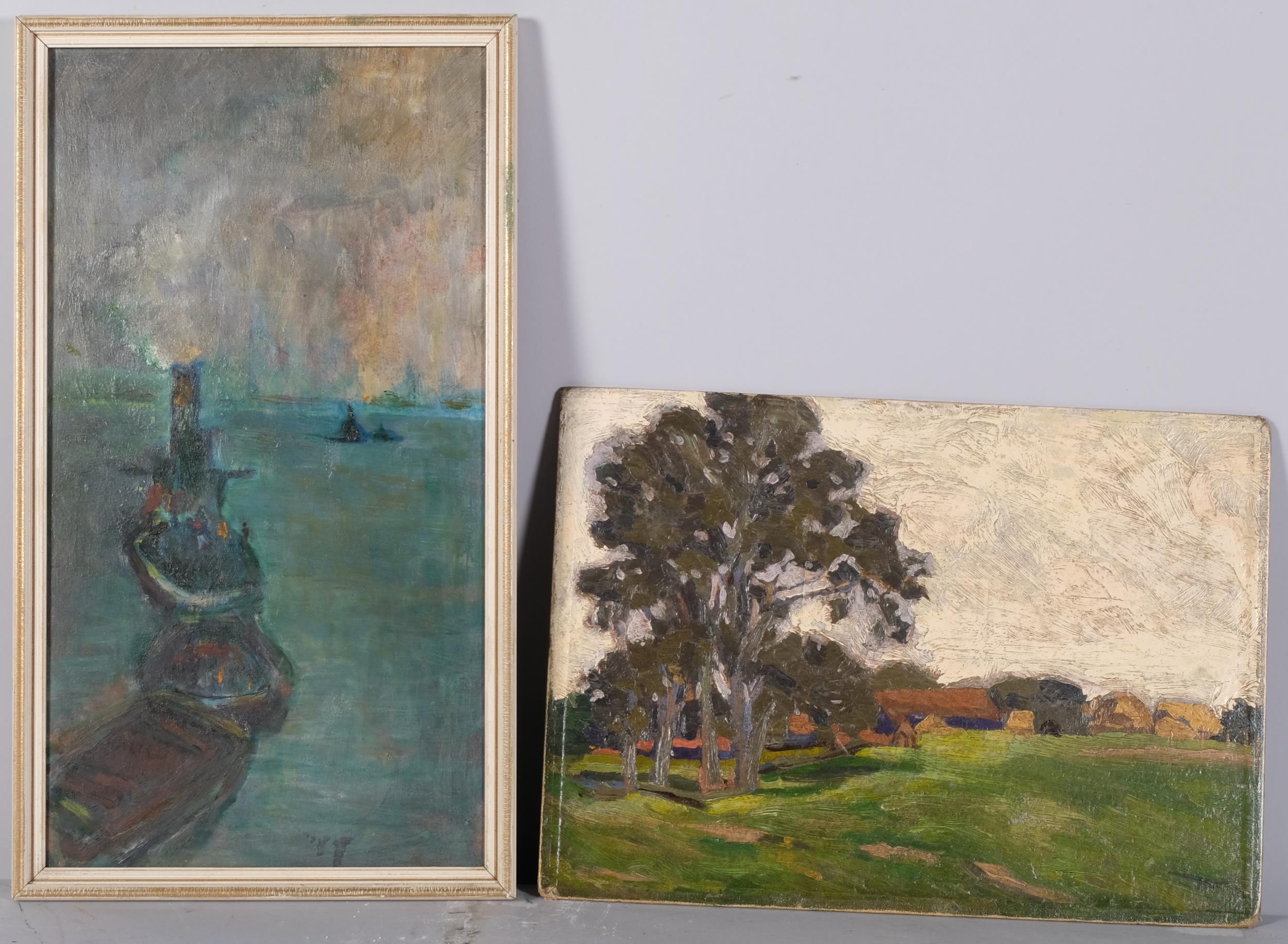 2 mid-20th century impressionist oils on board, unsigned Both in good condition