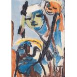 Lotte Wolf-Koch (1909 - 1977), abstract figures, watercolour, 29cm x 20cm, unframed Hole near