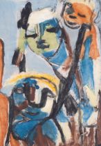 Lotte Wolf-Koch (1909 - 1977), abstract figures, watercolour, 29cm x 20cm, unframed Hole near