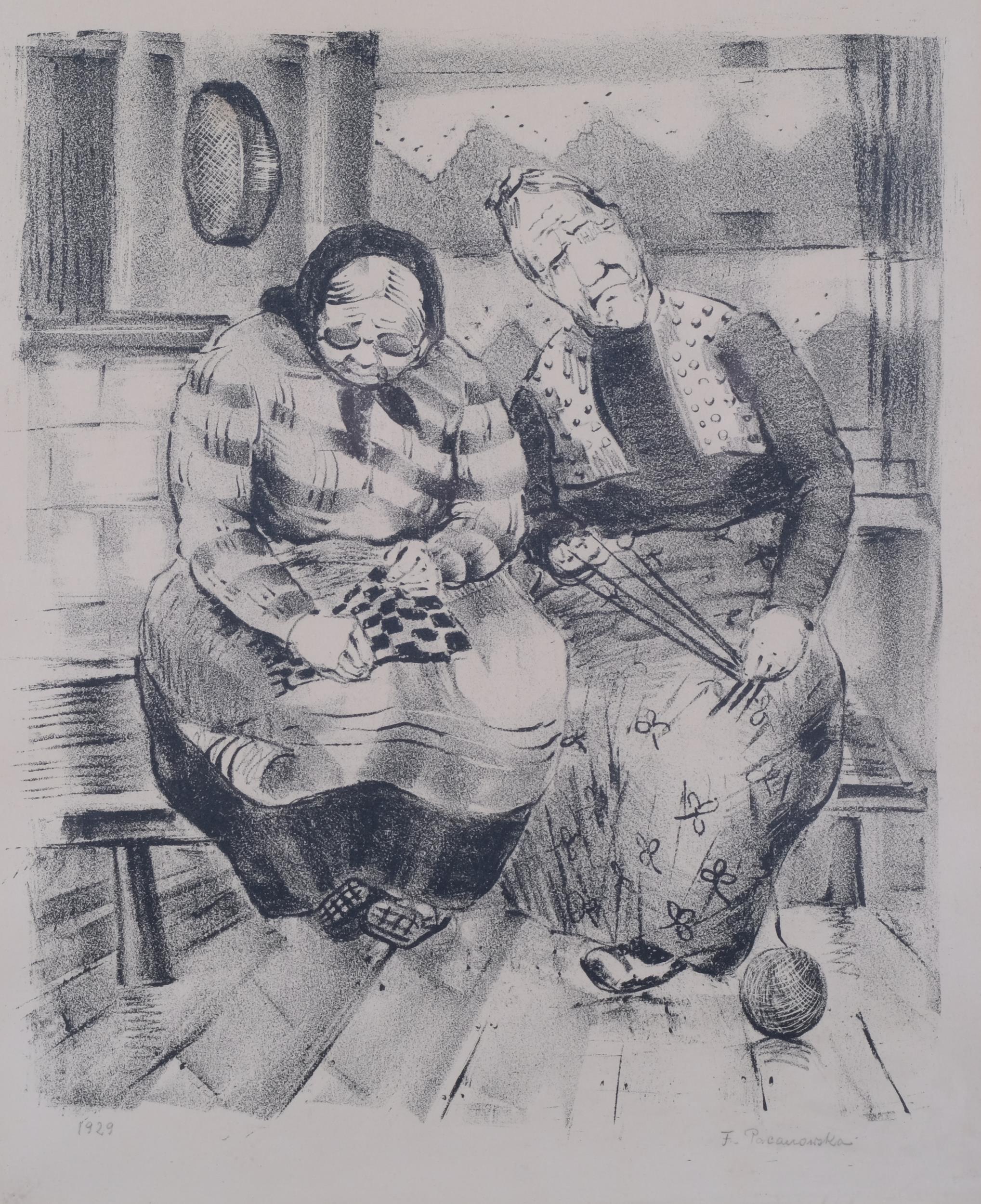 Felicia Pacanowska (Polish, 1908 - 2002), 2 women, lithograph, signed in pencil, dated 1929, image