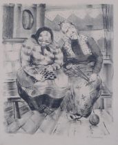 Felicia Pacanowska (Polish, 1908 - 2002), 2 women, lithograph, signed in pencil, dated 1929, image