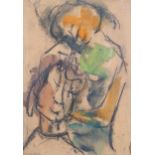 Lotte Wolf-Koch (1909 - 1977), 2 figures, watercolour/charcoal, signed, 29cm x 21cm, framed 2 small