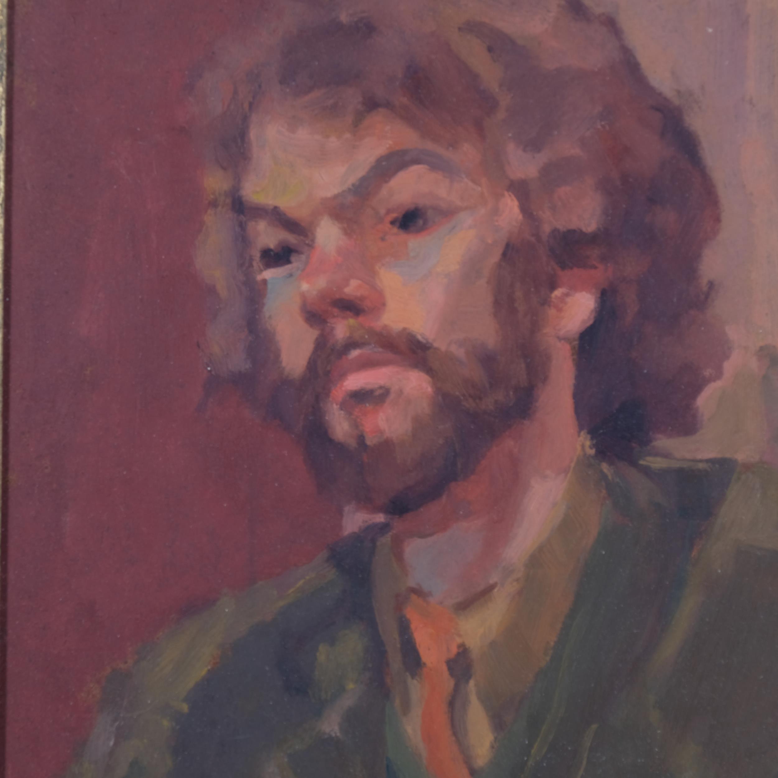 Portrait of a man, mid-20th century oil on board, unsigned, 28cm x 28cm, framed and glazed Good - Bild 3 aus 4