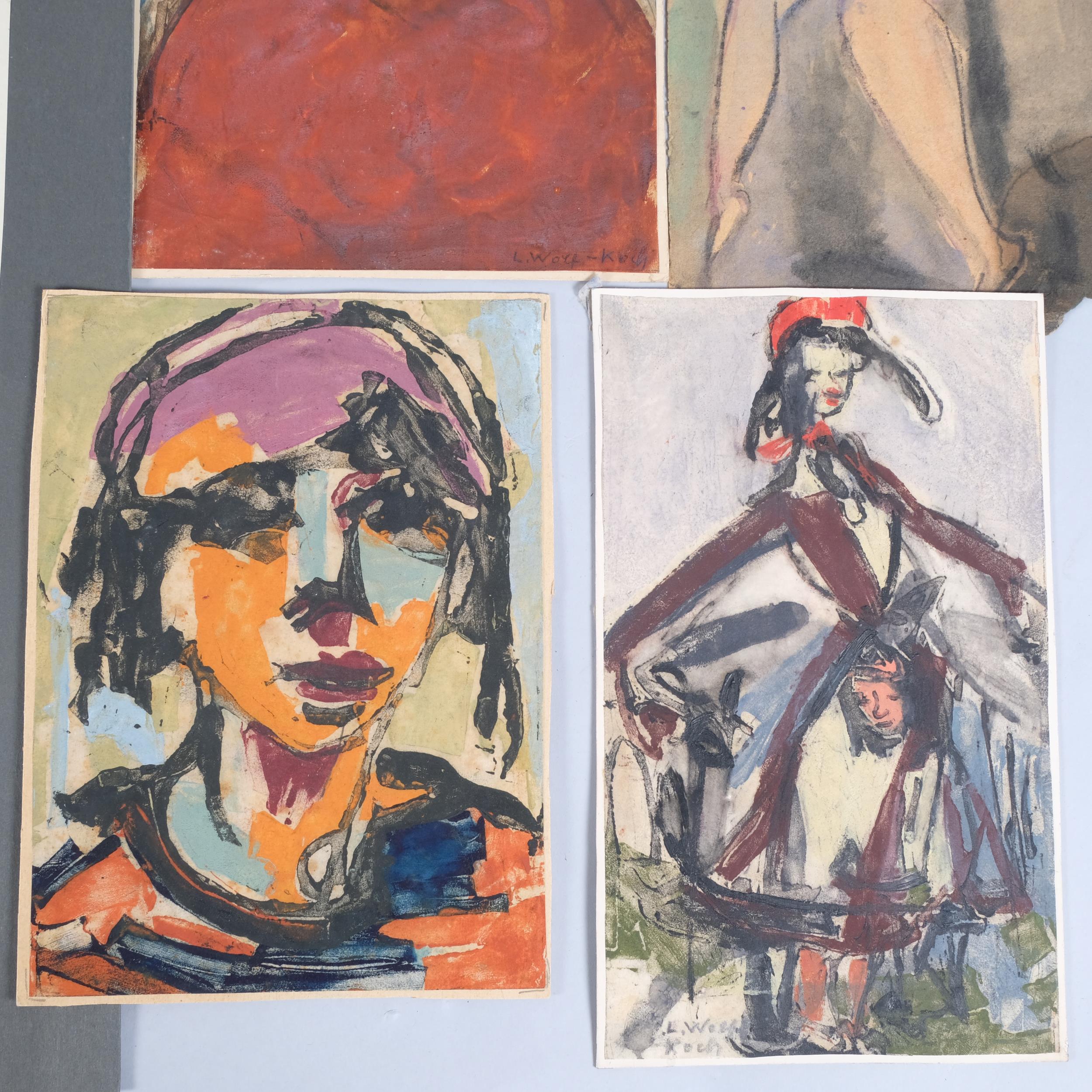 Lotte Wolf-Koch (1909 - 1977), a group of portraits, watercolour and ink (10) - Image 3 of 4