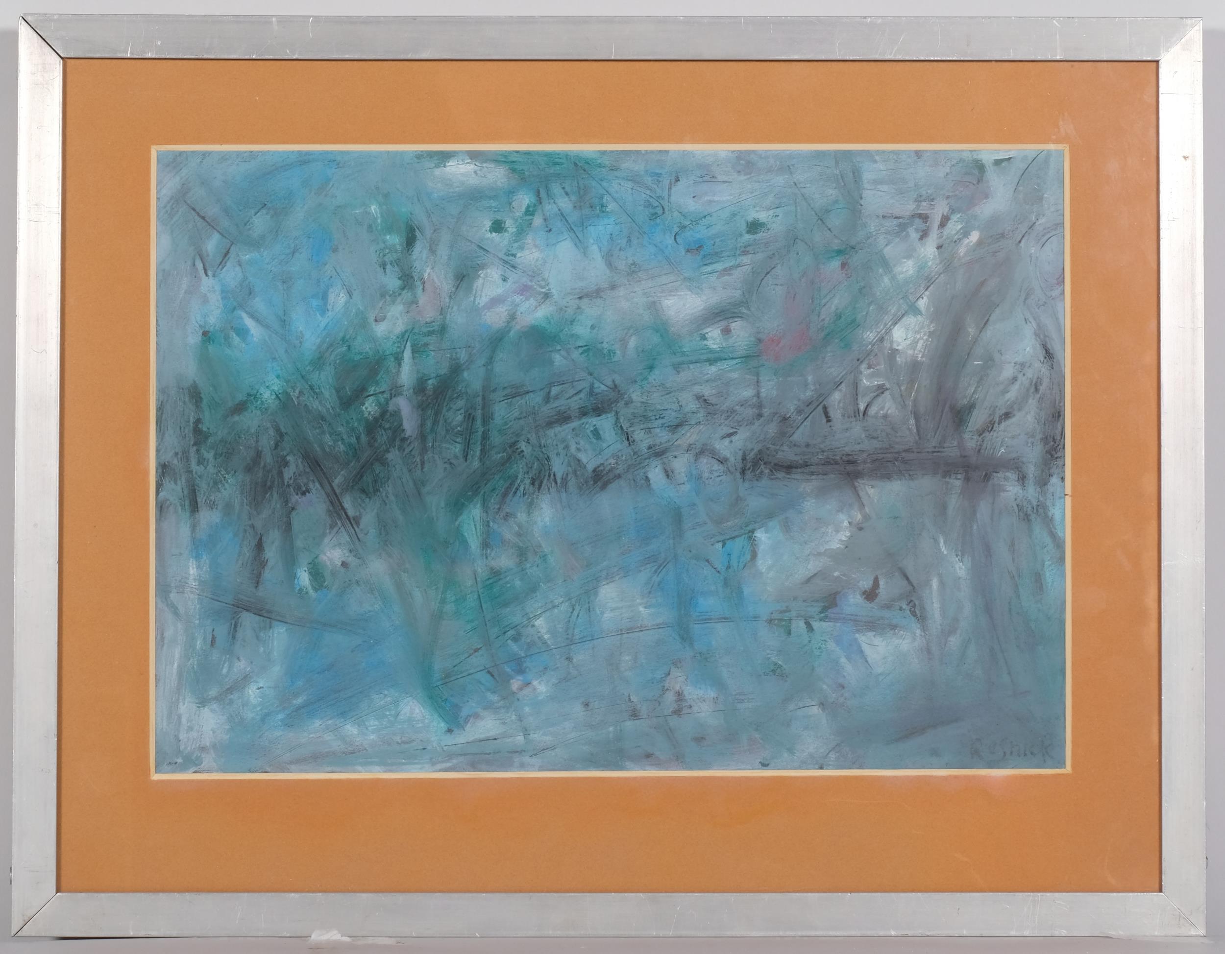 Milton Resnick (1917 - 2004), blue abstract, signed, 27cm x 39cm, framed Good condition, original - Image 2 of 4