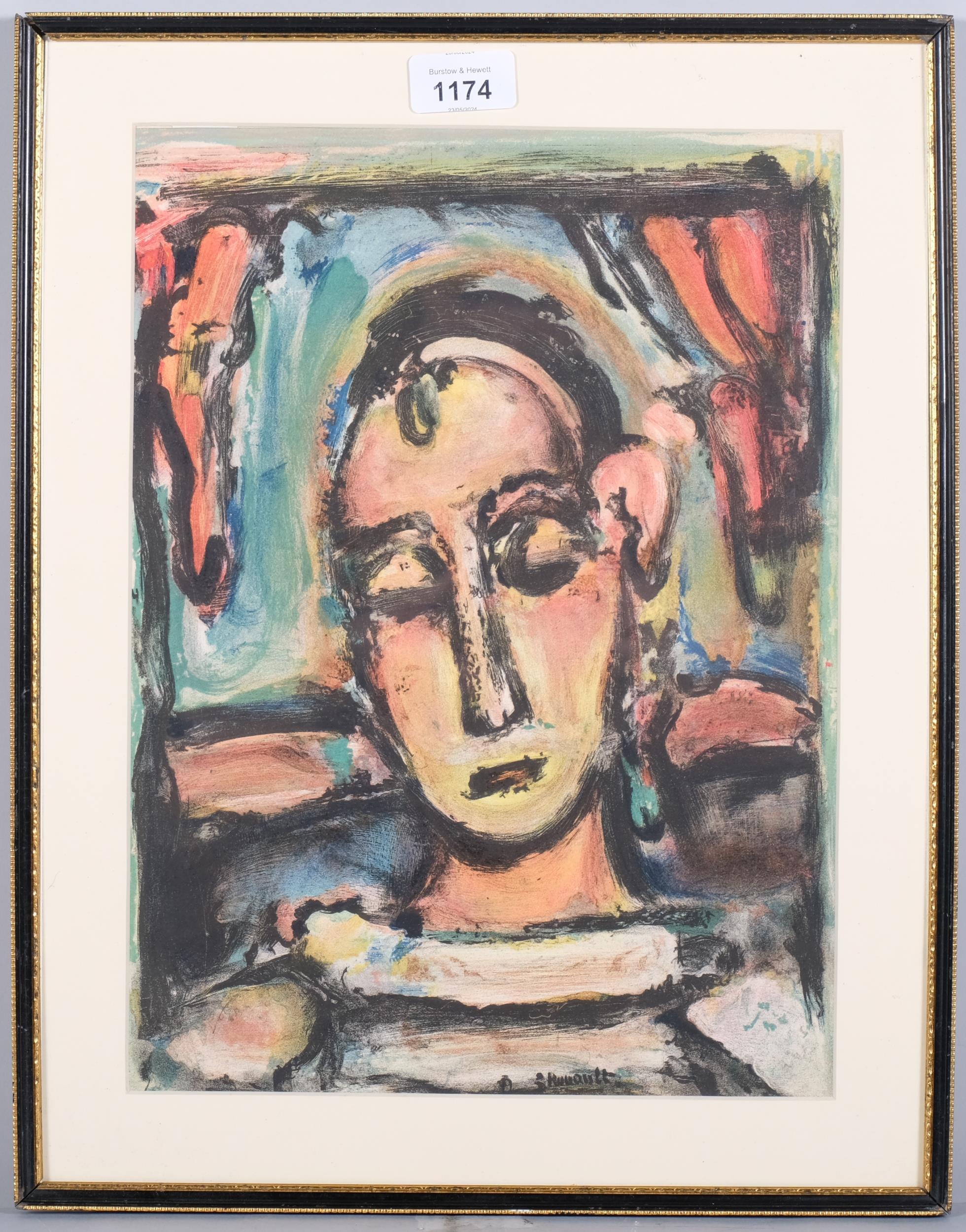 George Rouault (1871-1958), original colour lithograph on Velin de Rives paper, Tete de Jeune Fille, - Image 2 of 4