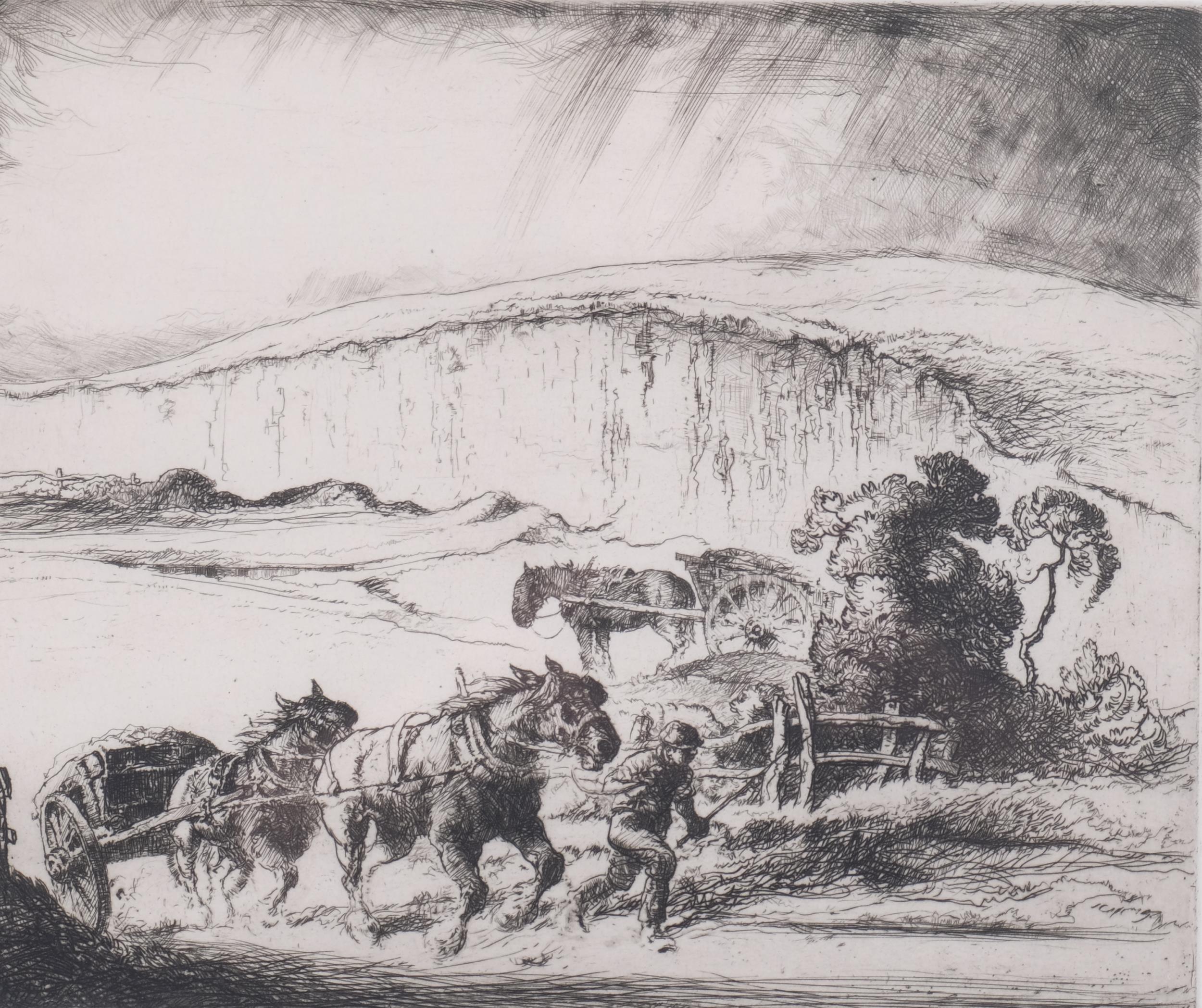 Ernest Herbert Whydale (1886 - 1952), the road from the pit, etching, signed in pencil, plate 24cm x