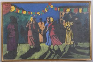 Jean Galtier-Boissiere (1891 - 1966), garden party, watercolour, 32cm x 50cm, framed Good condition