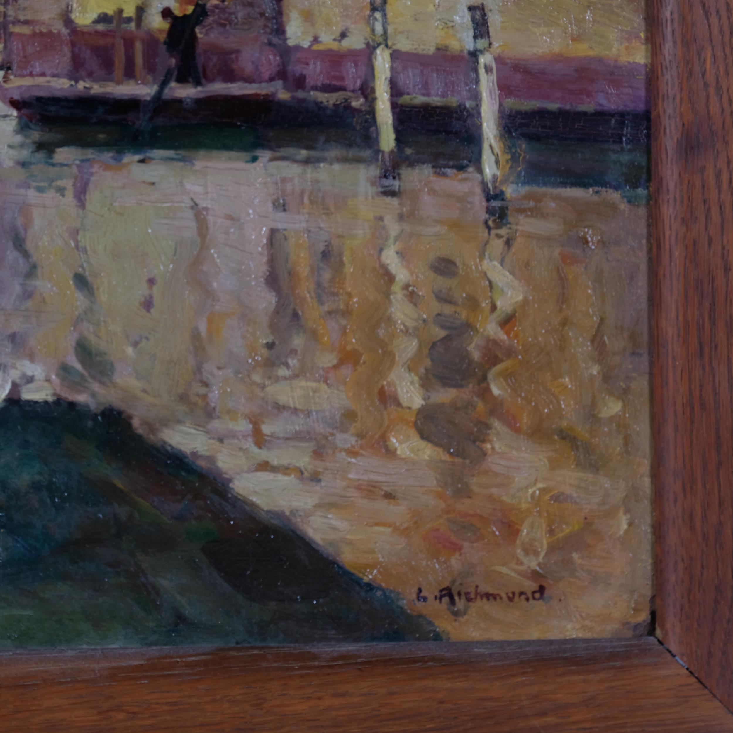 Leonard Richmond (1889 - 1965), Continental canal scene, oil on board, signed, 61cm x 51cm, framed - Bild 3 aus 4