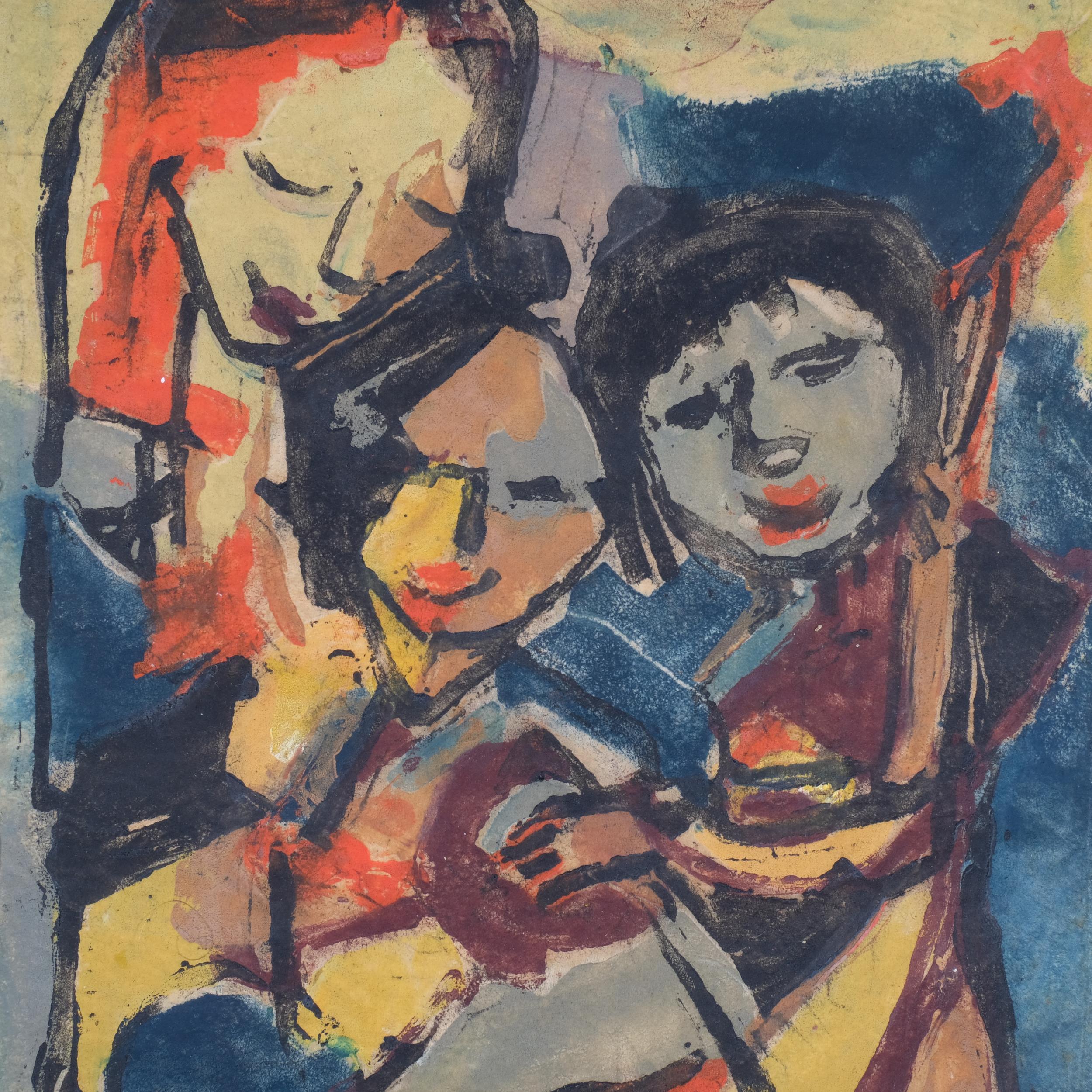 Lotte Wolf-Koch (1909 - 1977), 3 figures, watercolour, signed, 28cm x 20cm, unframed Image in - Image 4 of 4