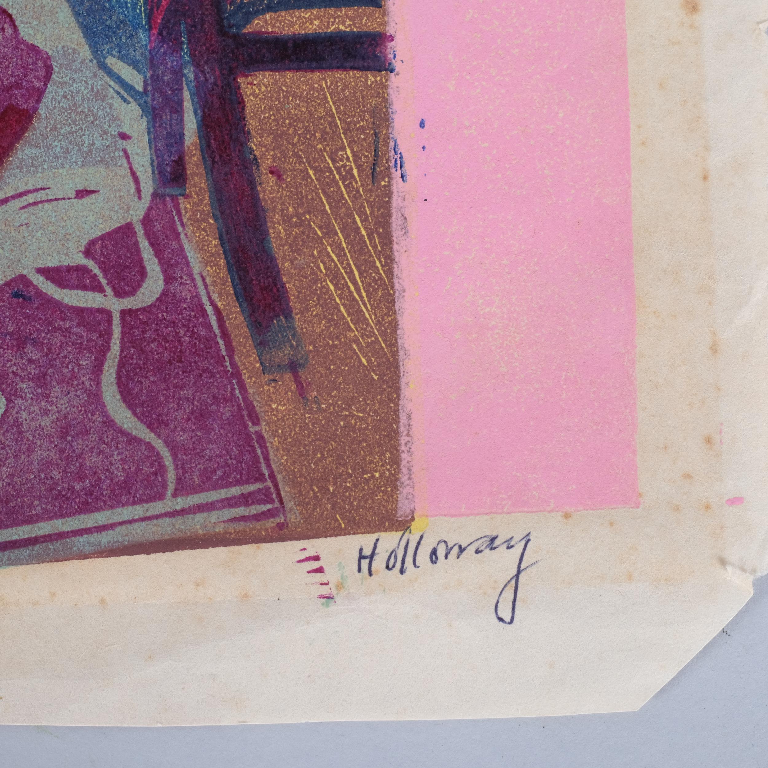 Edgar Holloway, woman dressing, colour woodcut print, signed in pencil, sheet 44cm x 23cm, - Bild 3 aus 4