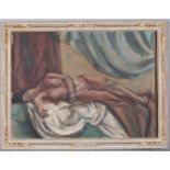 John Melville (1902 - 1986), reclining nude, 1944, oil on canvas, signed, 57cm x 75cm, framed Canvas