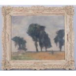 Impressionist figure in landscape, late 19th/20th century French School oil on canvas, unsigned,