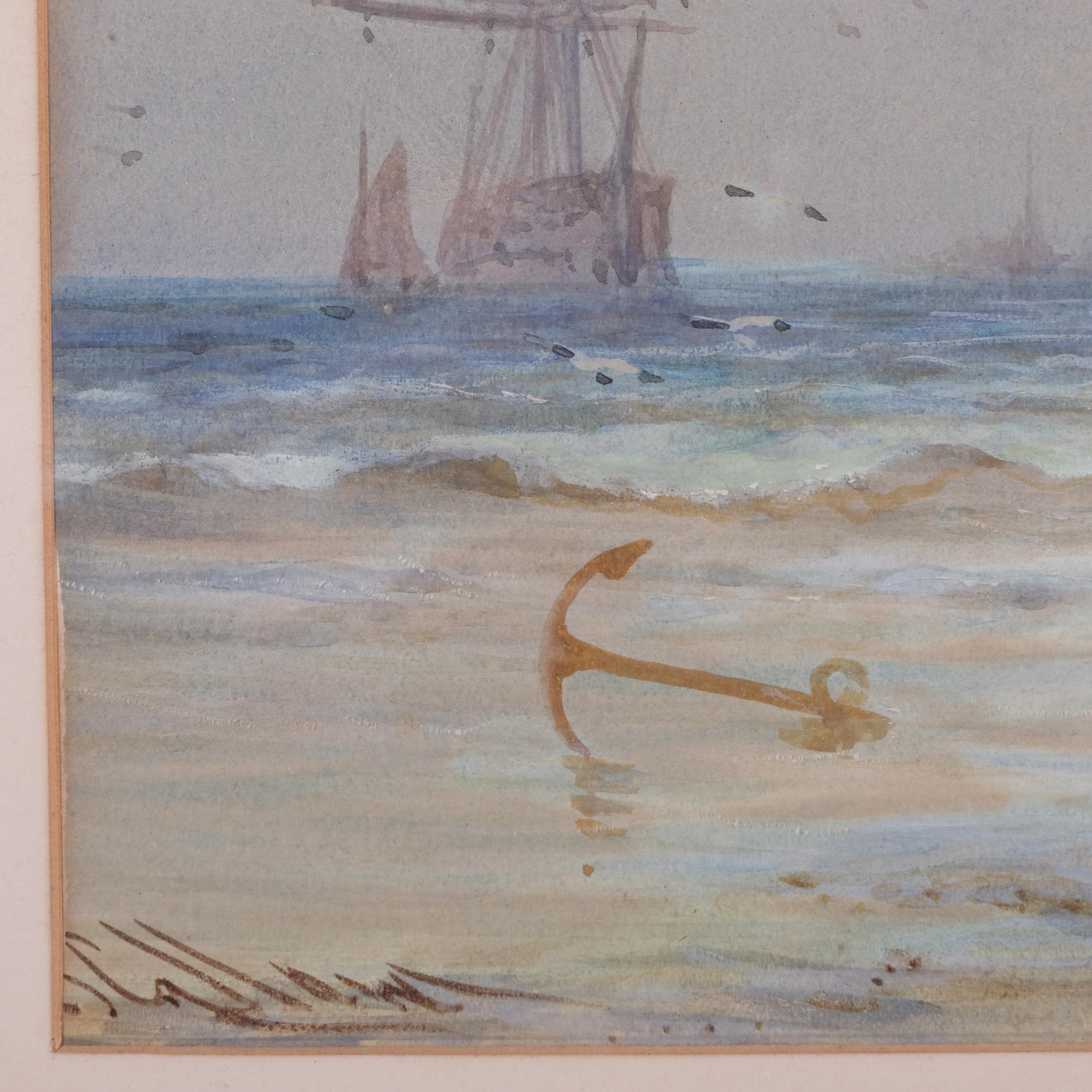 John Callow RWS (1822 - 1878), on the Dutch coast, watercolour, signed, 23cm x 46cm, framed Slight - Image 3 of 4