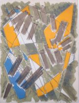 Jean Deyrolle, abstract, lithograph, 1962, Galerie De France, sheet 33cm x 24cm, framed Slight