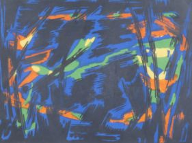 Jean Bertholle, abstract, lithograph, 1961, sheet 24cm x 32cm, framed Very slight paper
