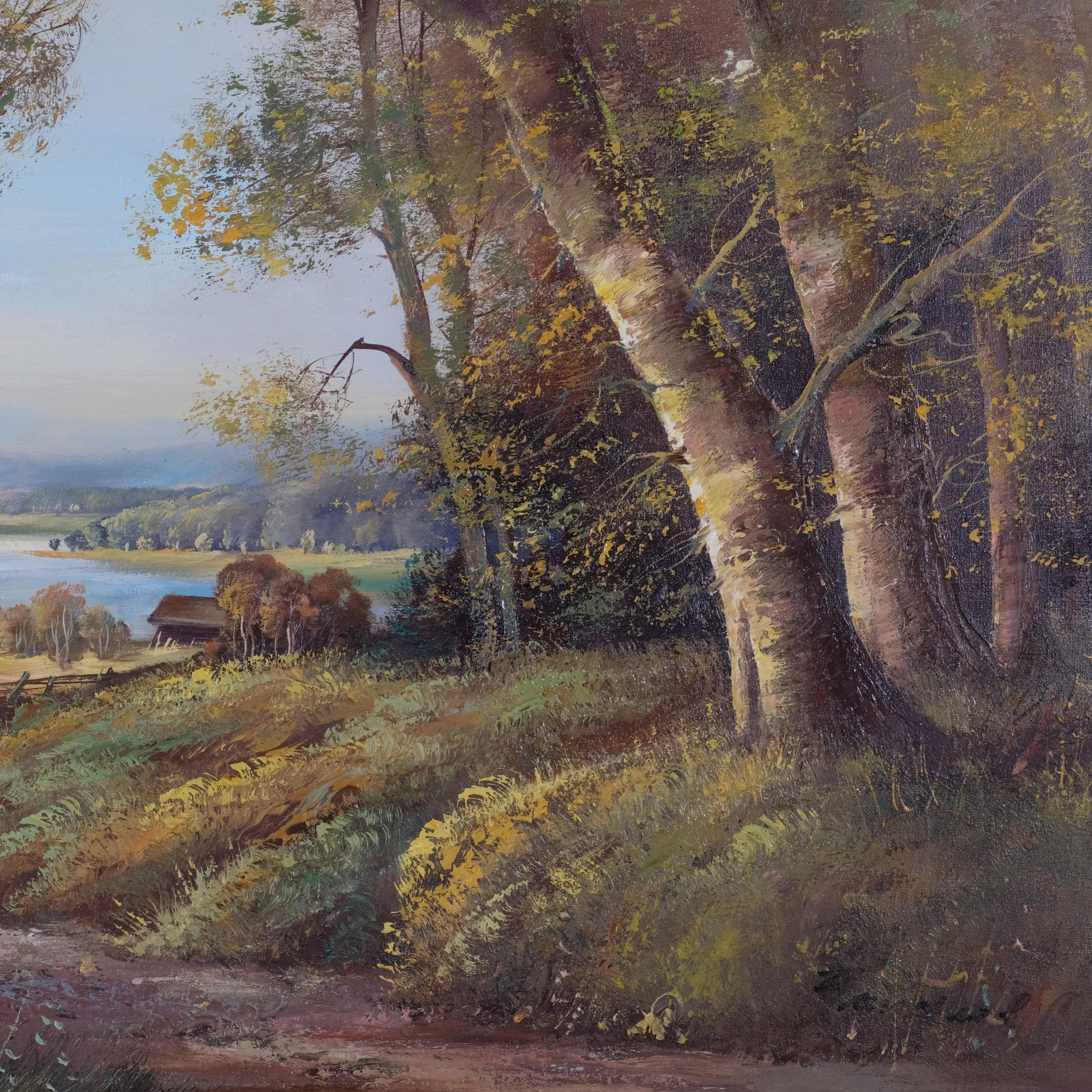 Charles Fander, path down the valley, oil on canvas, 51cm x 101cm, framed, provenance: Stacy-Marks - Bild 3 aus 4