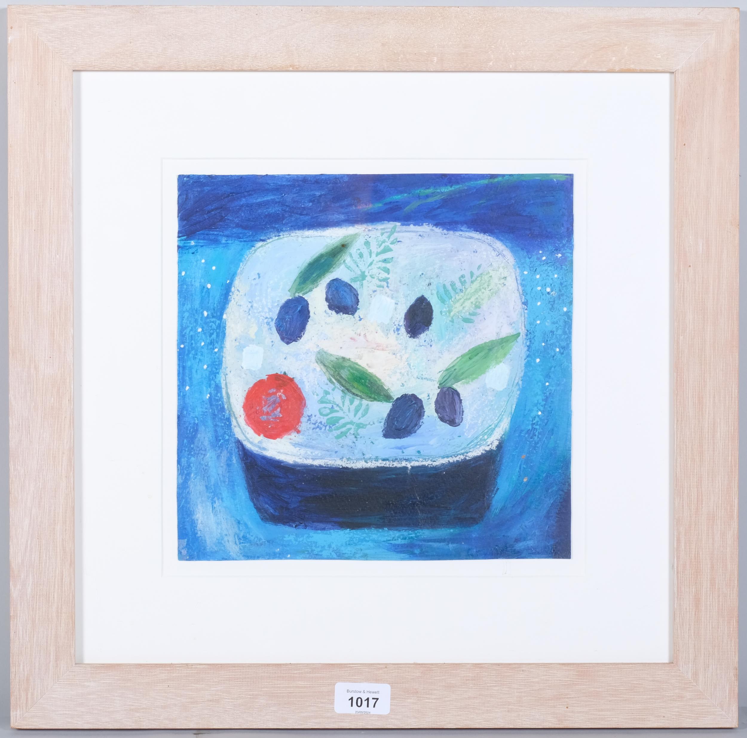 Charlotte Hardy, Greek olive salad, mixed media on paper, signed, 26cm x 27cm, framed, provenance: - Bild 2 aus 4