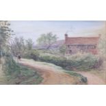 George Smith (1829-1901), watercolour on paper, An English Country Lane, signed with initials,