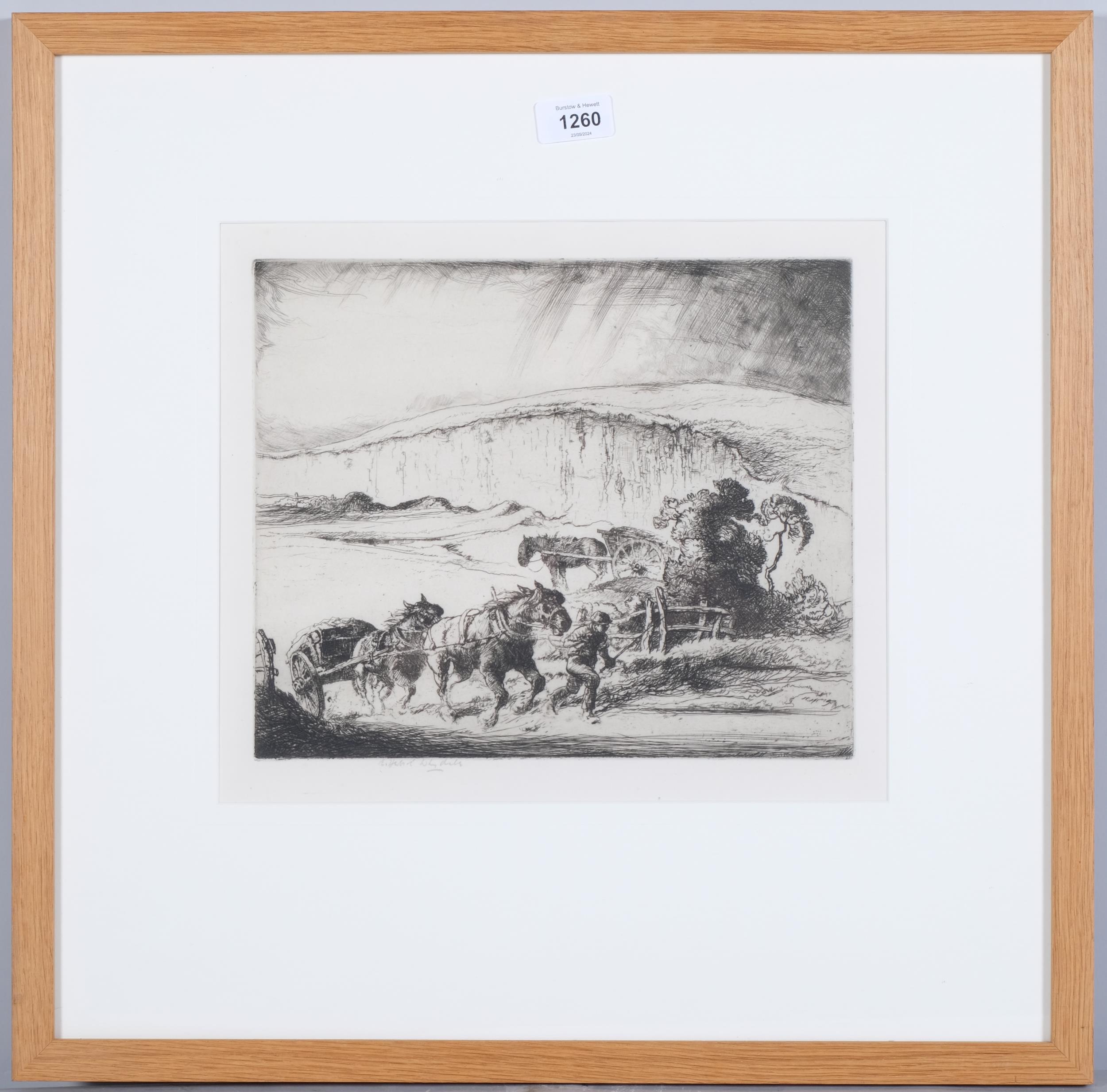 Ernest Herbert Whydale (1886 - 1952), the road from the pit, etching, signed in pencil, plate 24cm x - Image 2 of 4