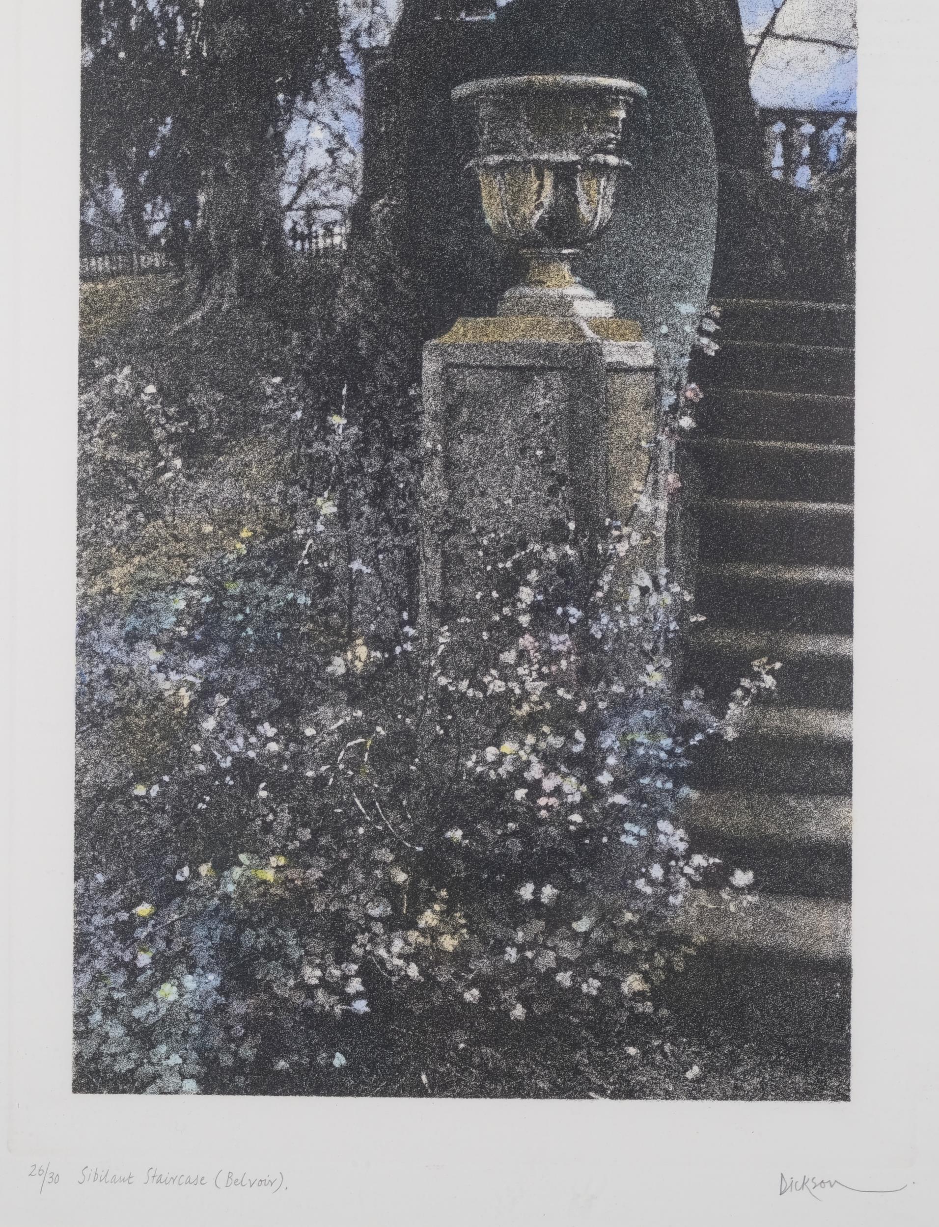 Jennifer Dickson, 3 garden scenes, coloured etchings, all signed in pencil, 2 framed and 1 mounted - Image 2 of 4