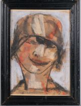 Lotte Wolf-Koch (1909 - 1977), self portrait, watercolour/crayon, signed, 28cm x 21cm, framed