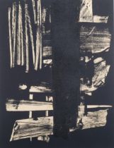 Pierre Soulages, abstract, lithograph no. 9, issued XX Siecle 1959, 30cm x 23cm, framed Good