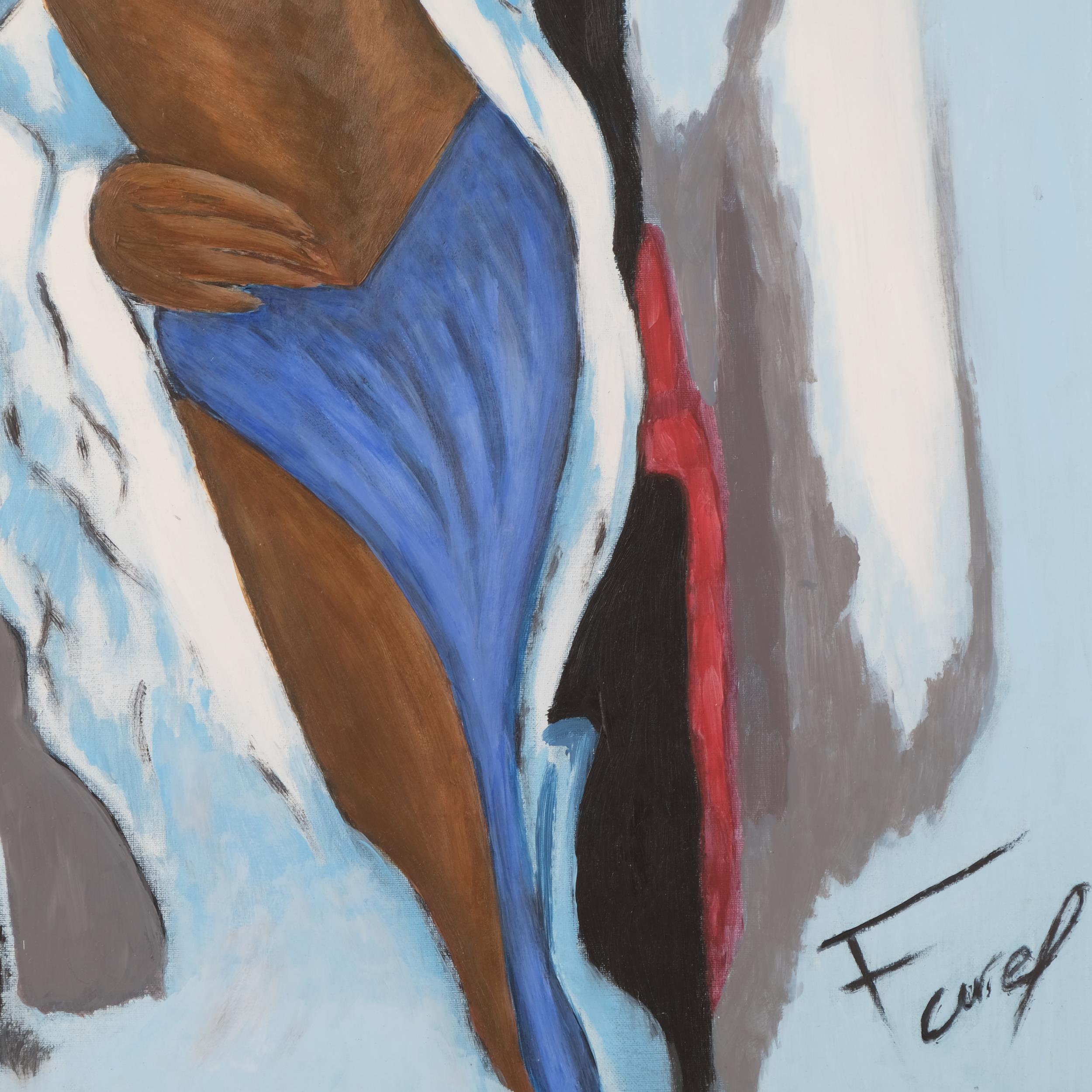 Pierre Farel (born 1957), figure study, pair of watercolour over printed base, signed, 69cm x - Image 2 of 4