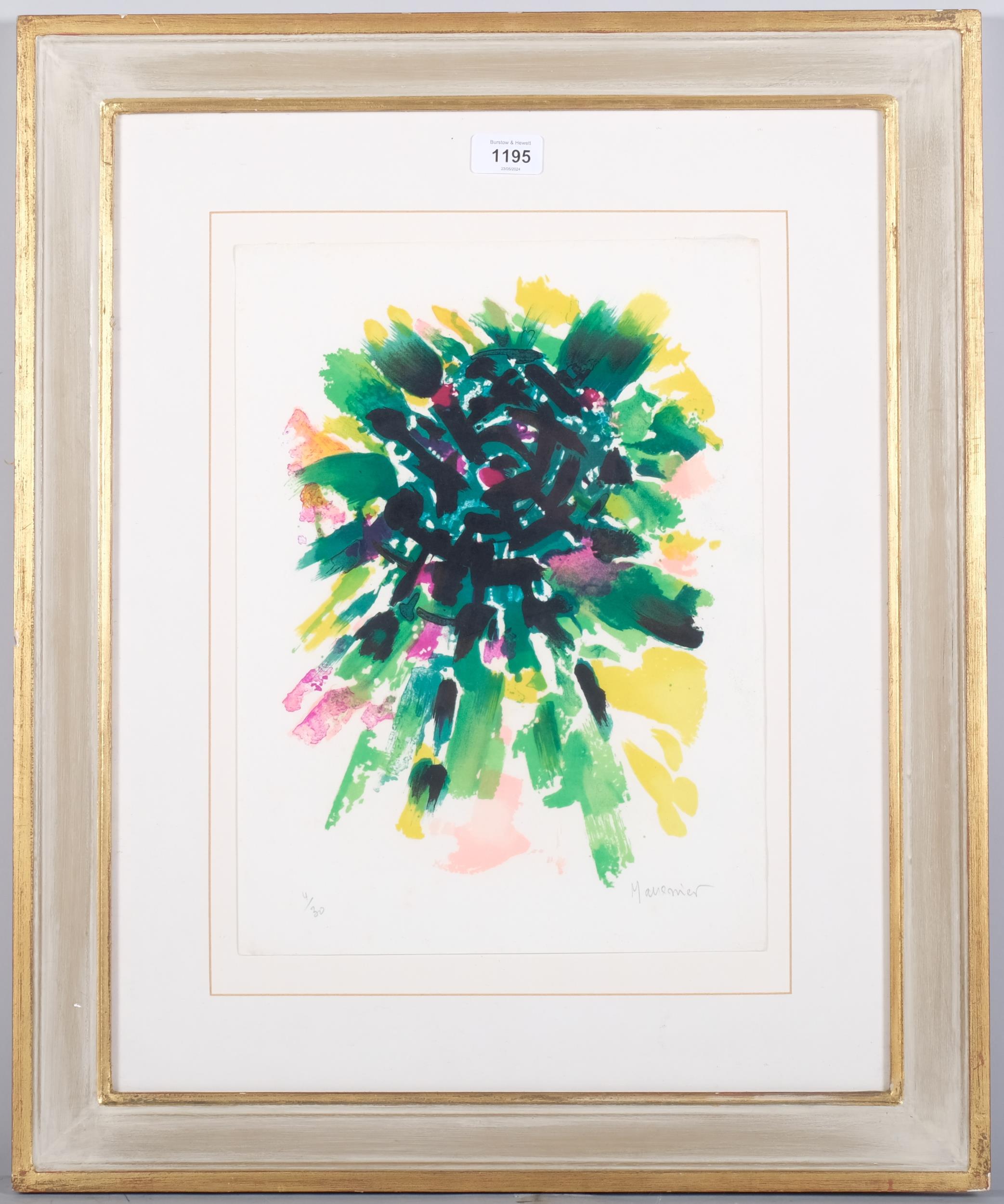 Alfred Manessier, abstract lithograph on honsho japon paper, signed in pencil, no. 4/30, sheet - Image 2 of 4