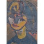 Lotte Wolf-Koch (1909 - 1977), head portrait, oil on paper, signed, 29cm x 20cm, framed Good