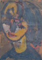 Lotte Wolf-Koch (1909 - 1977), head portrait, oil on paper, signed, 29cm x 20cm, framed Good
