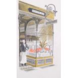 Eric Ravilious (1903-1942), lithograph in colours on paper, Oyster Bar, 22cm x 11cm, mounted, framed