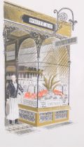 Eric Ravilious (1903-1942), lithograph in colours on paper, Oyster Bar, 22cm x 11cm, mounted, framed